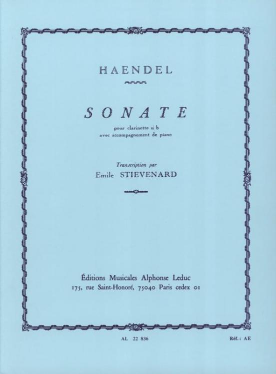 HAENDEL STIEVENARD SONATE CLARINETTE ED LEDUC