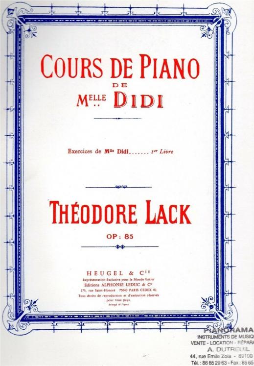 LACK EXERCICES de MELLE DIDI OP85 1ER LIVRE PIANO ED HEUGEL