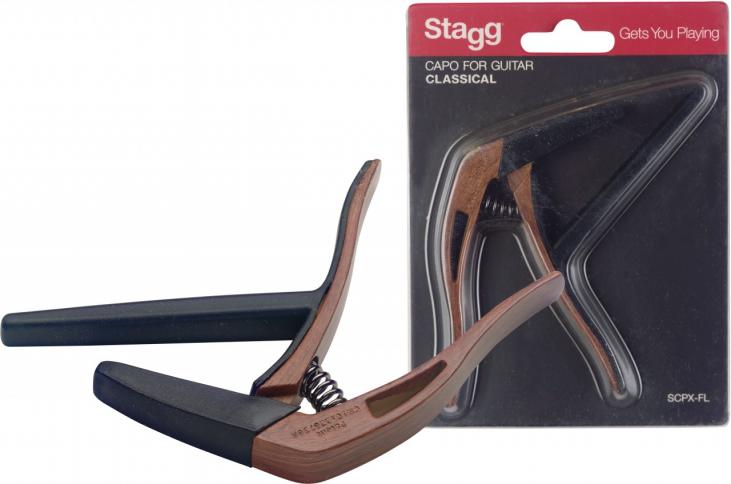 STAGG SCPX-FL DKWOOD - CAPODASTRE A PINCE BOIS FONCE CLASSIC