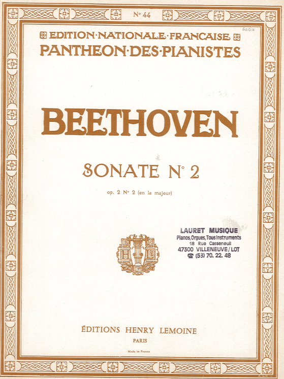 BEETHOVEN - SONATE N2 OP2/2 PIANO ED LEMOINE