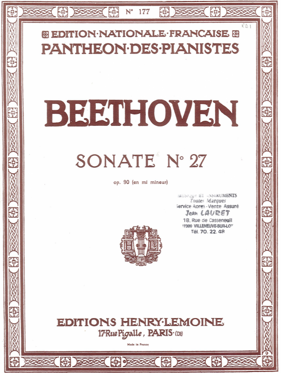 BEETHOVEN - SONATE N27 OP90 PIANO ED LEMOINE