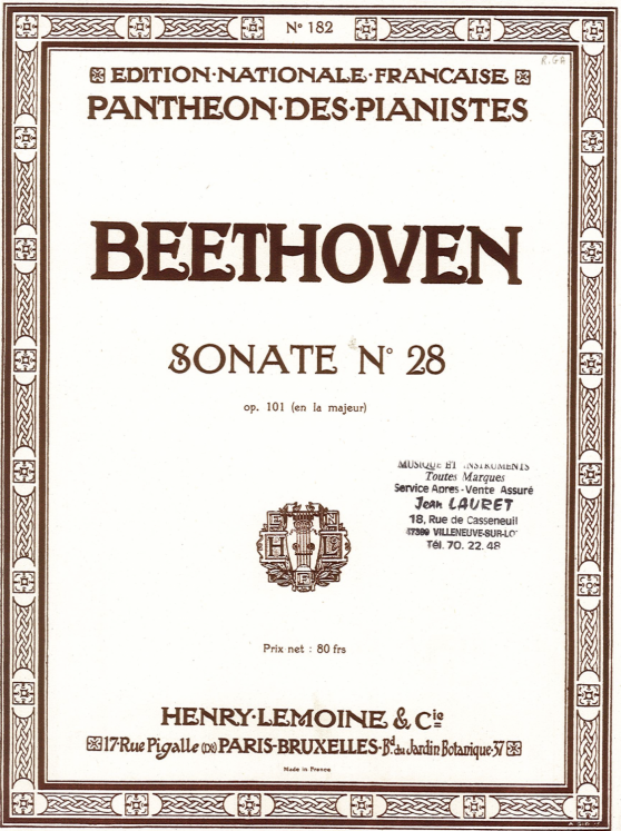 BEETHOVEN - SONATE N28 OP101 PIANO ED LEMOINE