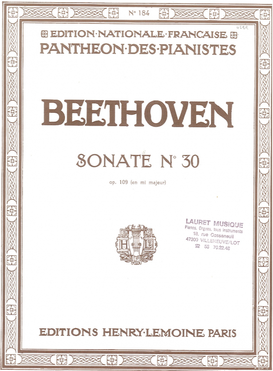 BEETHOVEN - SONATE N30 OP109 PIANO ED LEMOINE