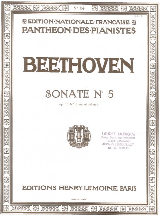 BEETHOVEN - SONATE N5 OP10/1 PIANO ED LEMOINE