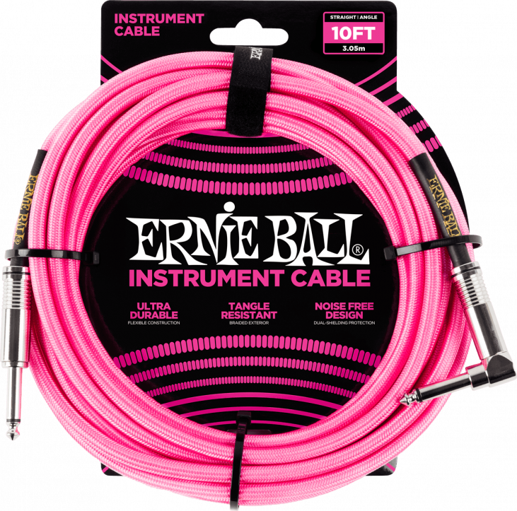 ERNIE BALL CABLE 3M JACK/JACK ROSE FLUO