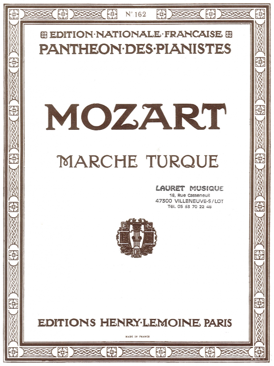 MOZART - MARCHE TURQUE PIANO ED LEMOINE