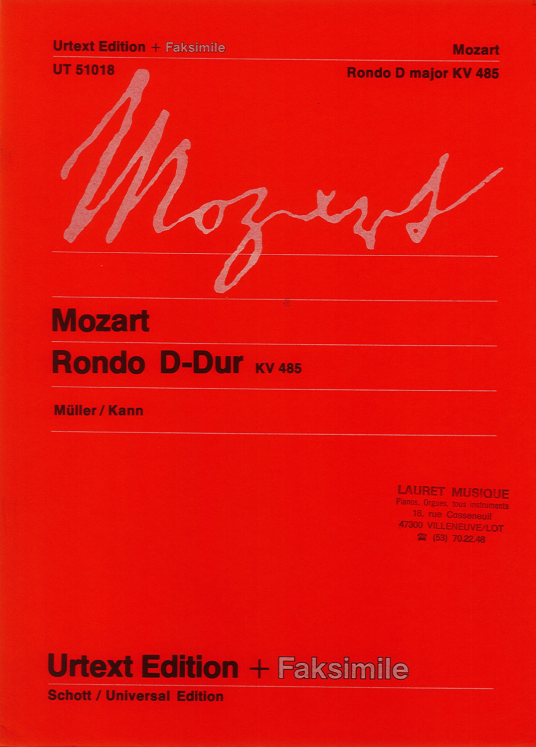 MOZART - RONDO D-DUR KV485 PIANO ED SCHOTT
